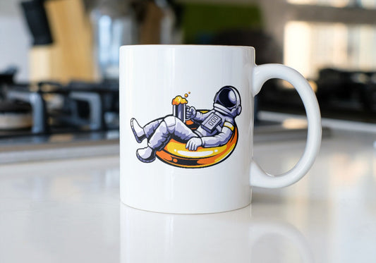 Astronaut in air tube with beer