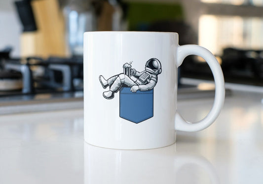 Astronaut in pocket with beer